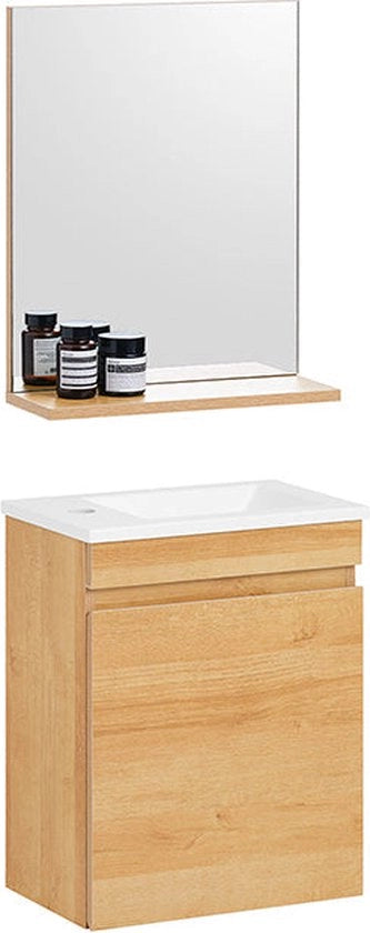Cassa da bagno compatta - Credenza per lavabo - Risparmia spazio - Massimizza l'area bagno - 41x52x24cm Cassetto - 40x50x14cm Specchio - 27x18x8cm Lavabo