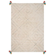 Tappeto Beige Cotone Shaggy 200 x 300 cm Multicolore Motivo Geometrico