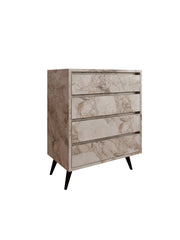 Cassettiera in legno "Suvera" - 70 x 40 x 86 cm - Beige marmorizzato