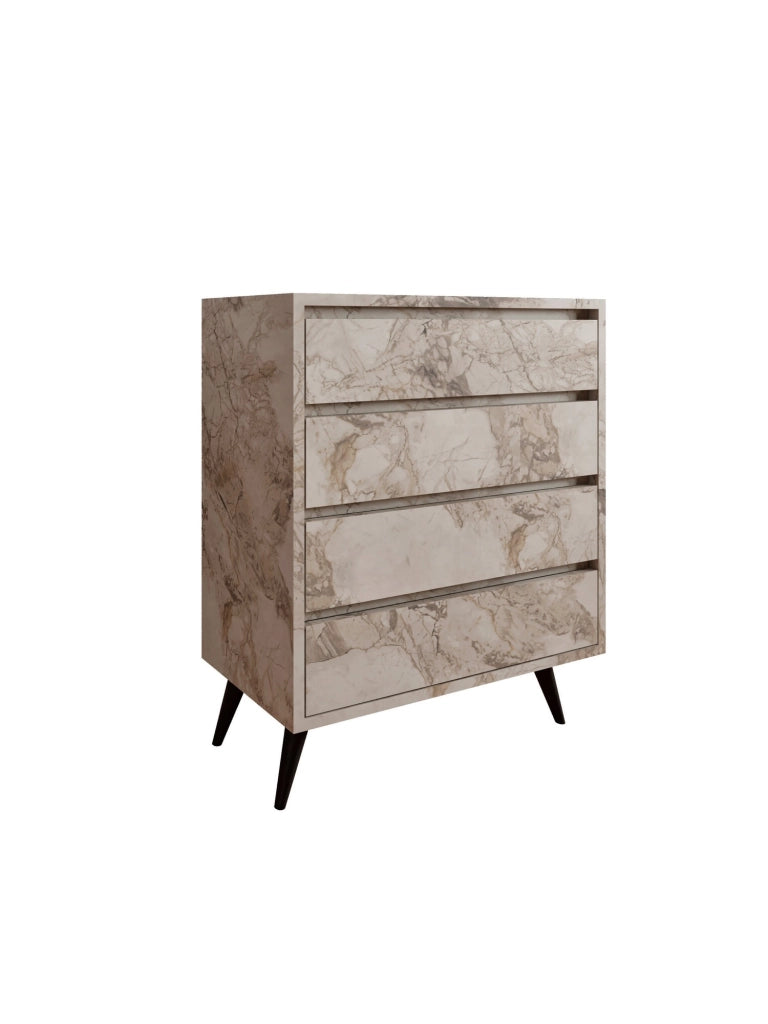 Cassettiera in legno "Suvera" - 70 x 40 x 86 cm - Beige marmorizzato