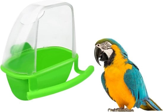 Vassoio Alimentare Sospeso per Gabbie Vogali - Contenitori Cibi per Uccelli - Pappagallo Alimentazione - Posizionamento - Senza Volatili - Verde