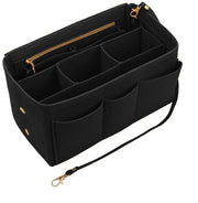 Organizzatore per borse a mano con tasche intercambiabile, grande apertura per borsa, organizzatore per mappe e chiavi con anello per chiavi, tasche interne per borse a mano - Nero