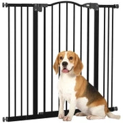 Cancelletto per Cani Estensibile con 4 Viti Regolabili, in Metallo e Plastica, 74-100x94 cm, Nero