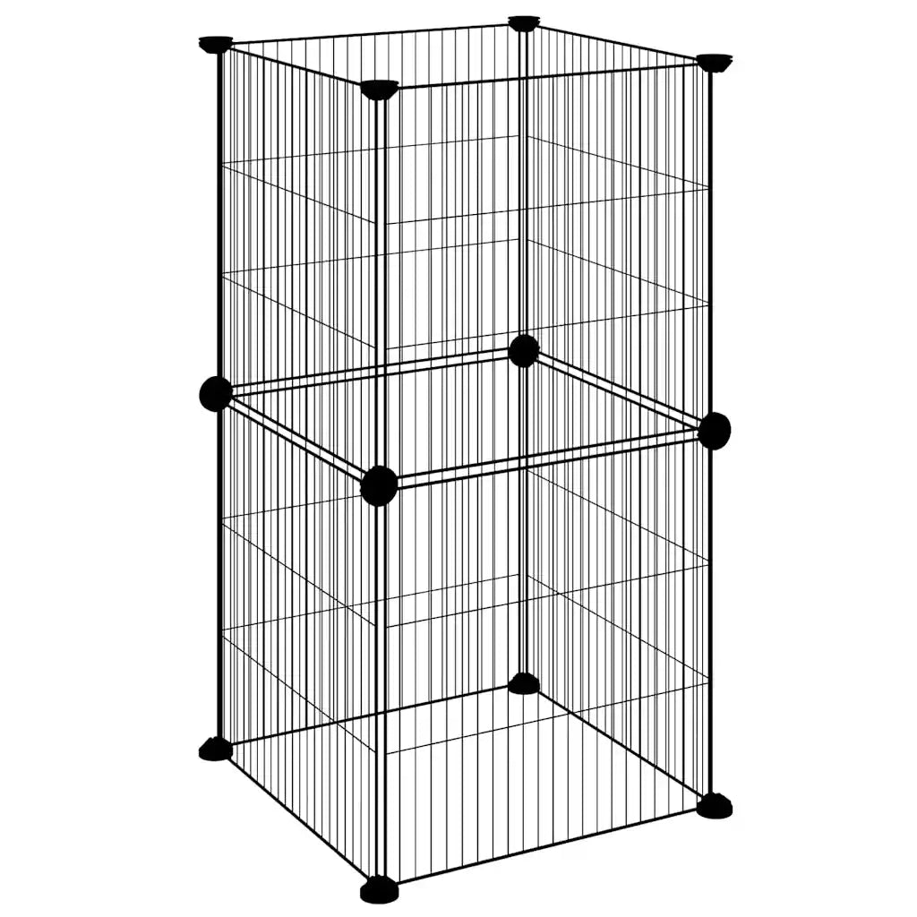 Gabbia per Animali Domestici 8 Pannelli Nero 35x35 cm Acciaio cod mxl 54403