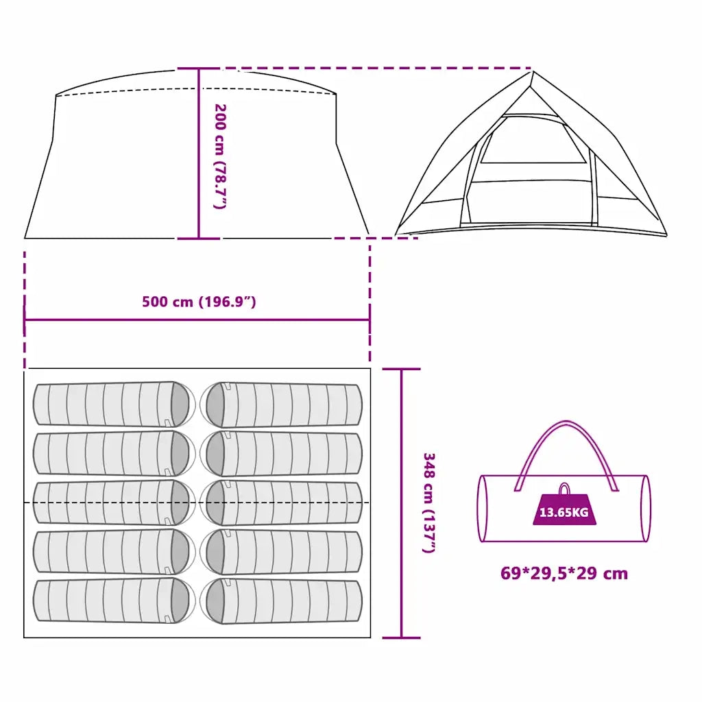 vidaXL Tenda tunnel 500 x 348 x 200 cm