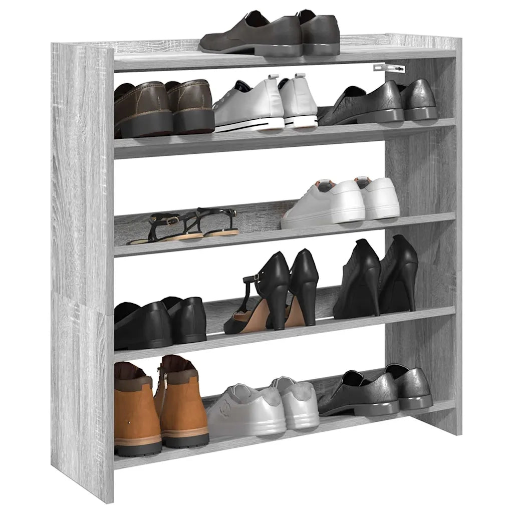 Scarpiera-Scaffale per scarpe Grigio Sonoma 80x25x81 cm in Legno Multistrato