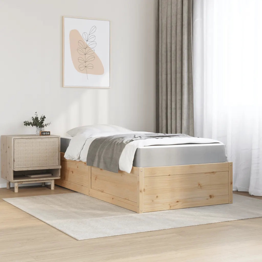 Letto con Materasso-Struttura Letto con Materasso 90x190 cm in Legno Massello di Pino