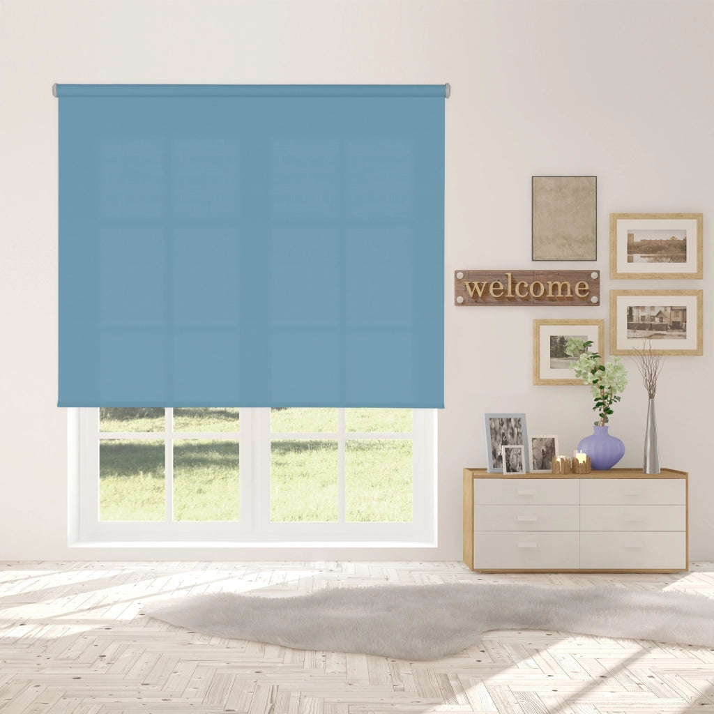 VIEWTEX Tenda a rullo traslucida L2000 azzurro siberiano 90 X 250cm - Made in Europe - 5 anni di garanzia