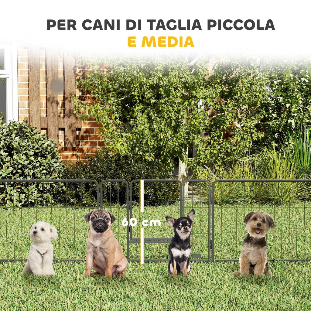 Recinto per Cani Modulabile con 12 Pannelli e 2 Ingressi ¨C Zephmum ¨C 80x150x60 cm