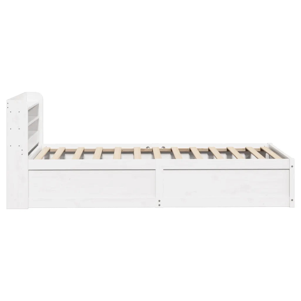 Giroletto con Testiera Bianco 90x190 cm Legno Massello di Pino 3307105