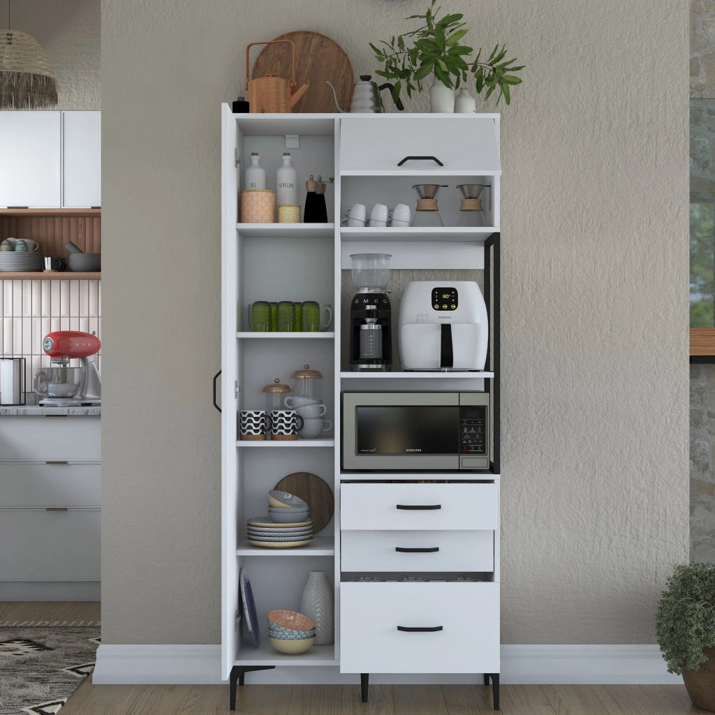 Madia Solofra, Credenza 5 Ripiani, 90x40x199h cm Bianco