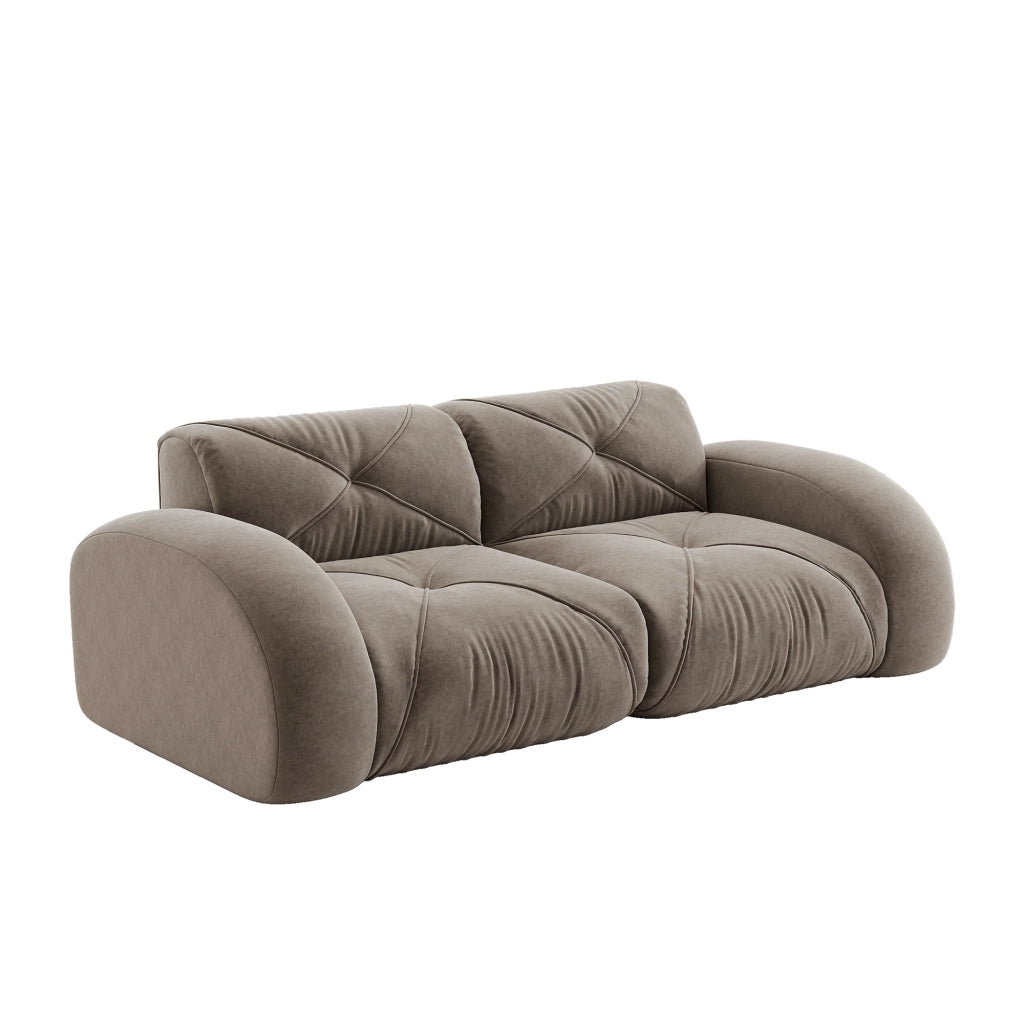 Divano 2 Posti Modulare ¨C MINIMAL ¨C Tessuto Chenille, Marrone, Senza Montaggio