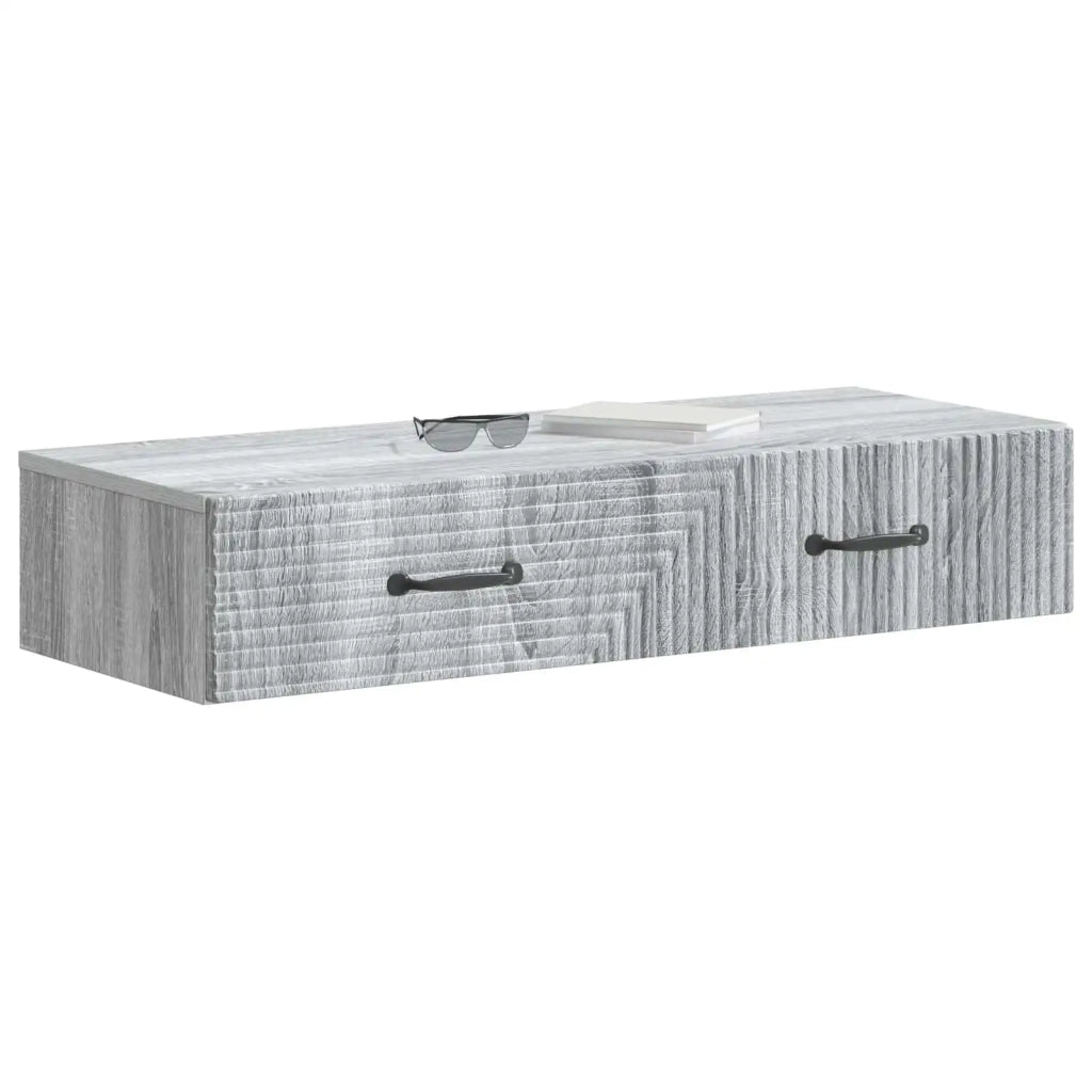 Tavolino da Parete Laterale Grigio Sonoma 87,5 x 34,5 x 17 cm