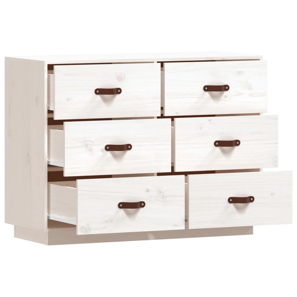 Credenza-Buffet-Armadio da cucina Bianca 100x40x75 cm in Legno Massello di Pino