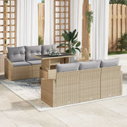 Set di divani da giardino 7 pezzi con cuscini beige in rattan