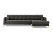 Cosmopolitan Design - Divano angolare destro "Bali" 5 posti in tessuto strutturato grigio scuro 
