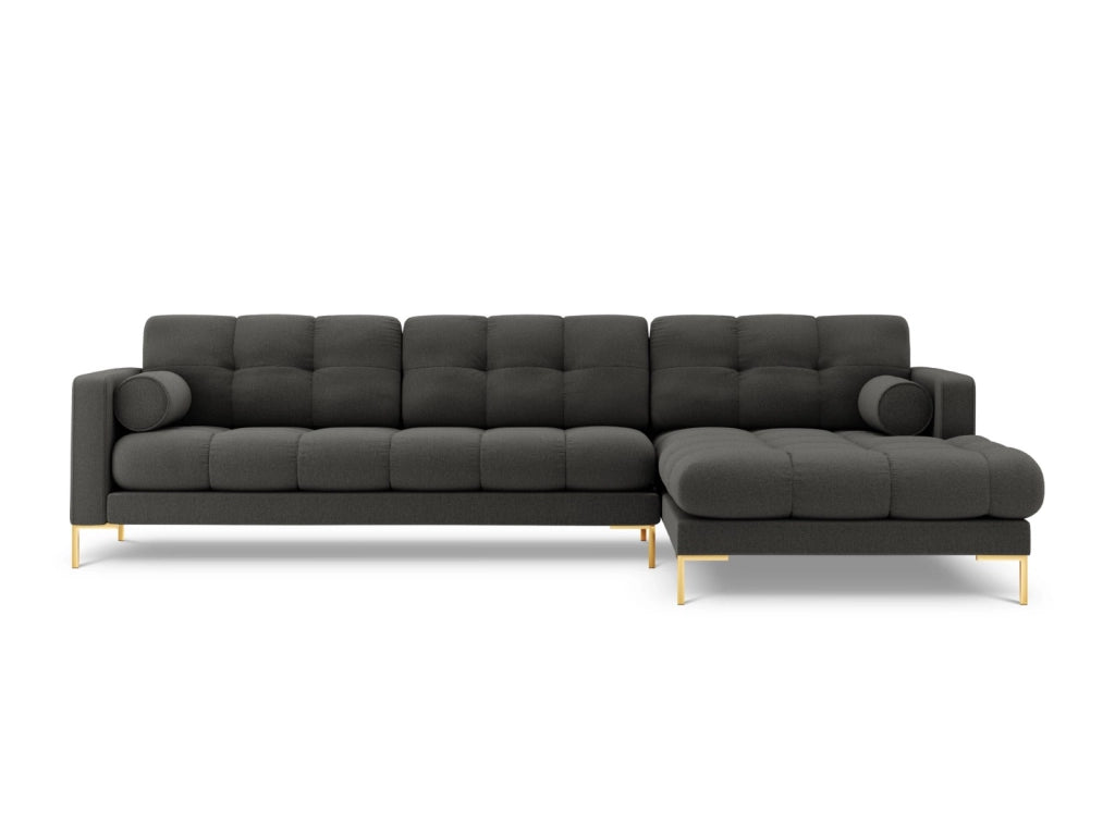 Cosmopolitan Design - Divano angolare destro "Bali" 5 posti in tessuto strutturato grigio scuro 