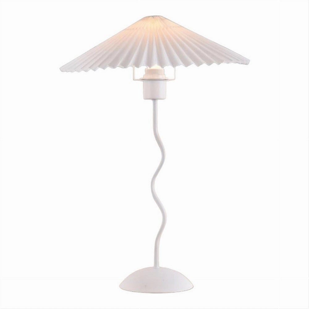Trade Shop - Lume In Metallo Bianco Moderno Abat Jour E27 Lampada Tavolo Con Interruttore D25 -