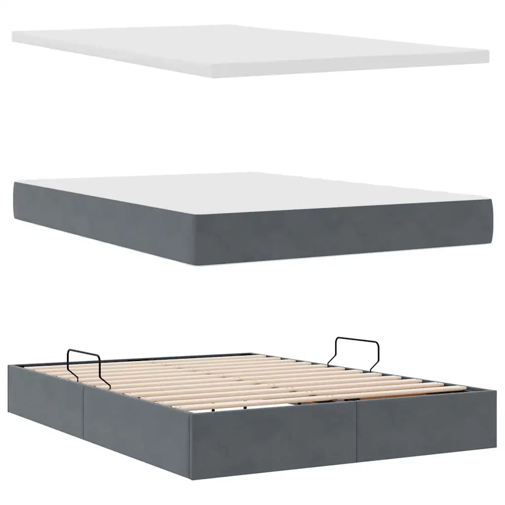 Letto con Contenitore Grigio scuro 140 x 190 cm Velluto 3370696