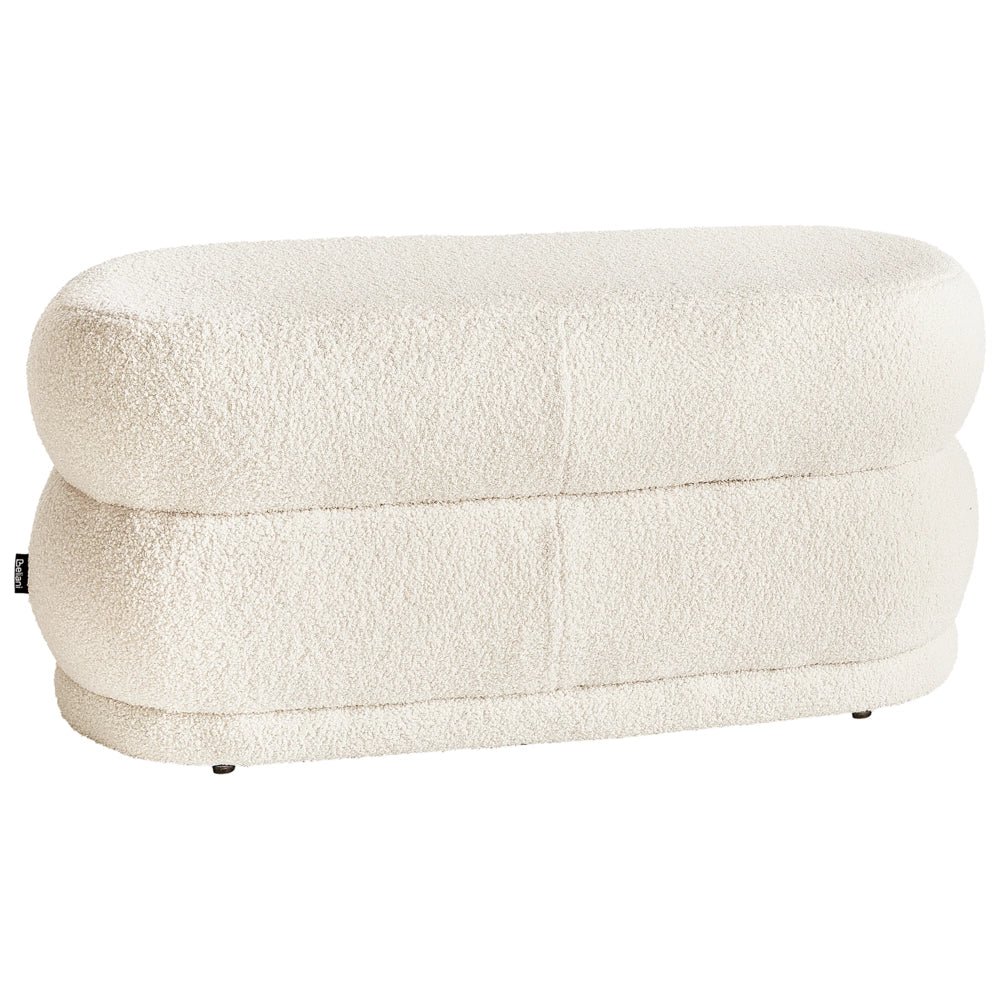 Panca decorativa con tessuto bouclè bianco sporco imbottito soggiorno camera da letto moderno