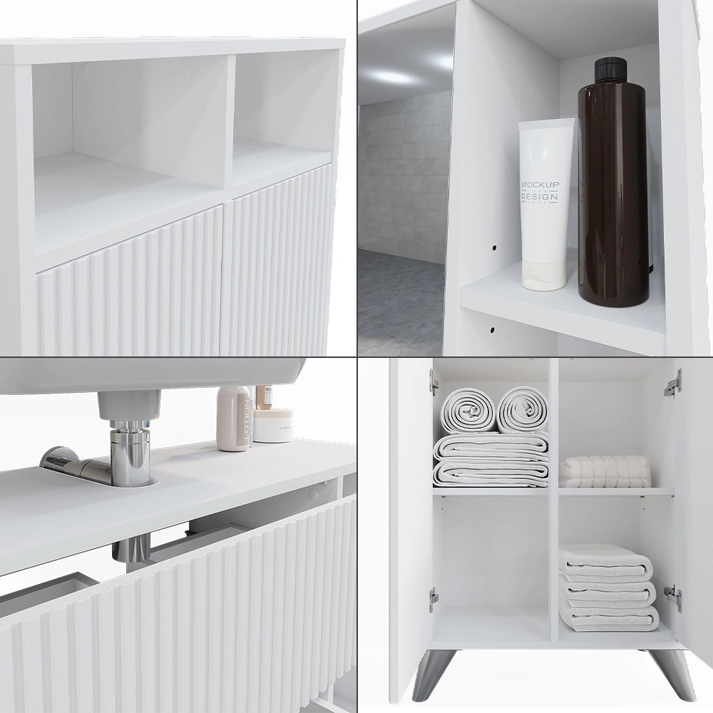 Vicco Set di mobili da bagno Bianco 80 cm, set 2