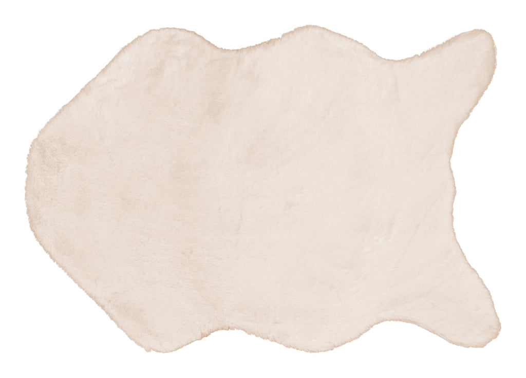 Tappeto Peloso In Pelliccia Ecologica Sagomato Modello Orsetto Varie Forme - 60x90cm - Avorio