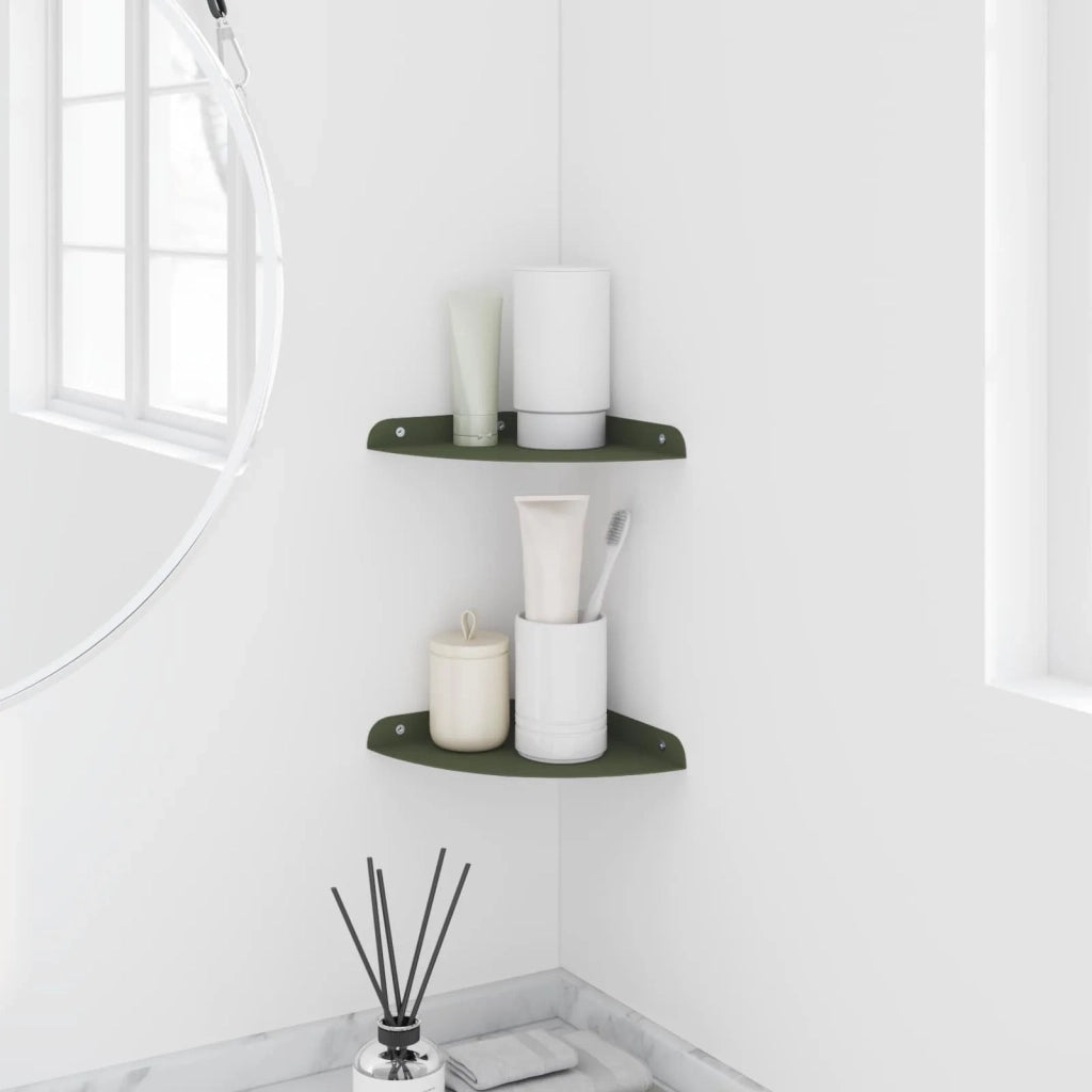 2 pz Mensola | Ripiano | Scaffale sospesa Verde oliva 18 x 18 x 2 cm