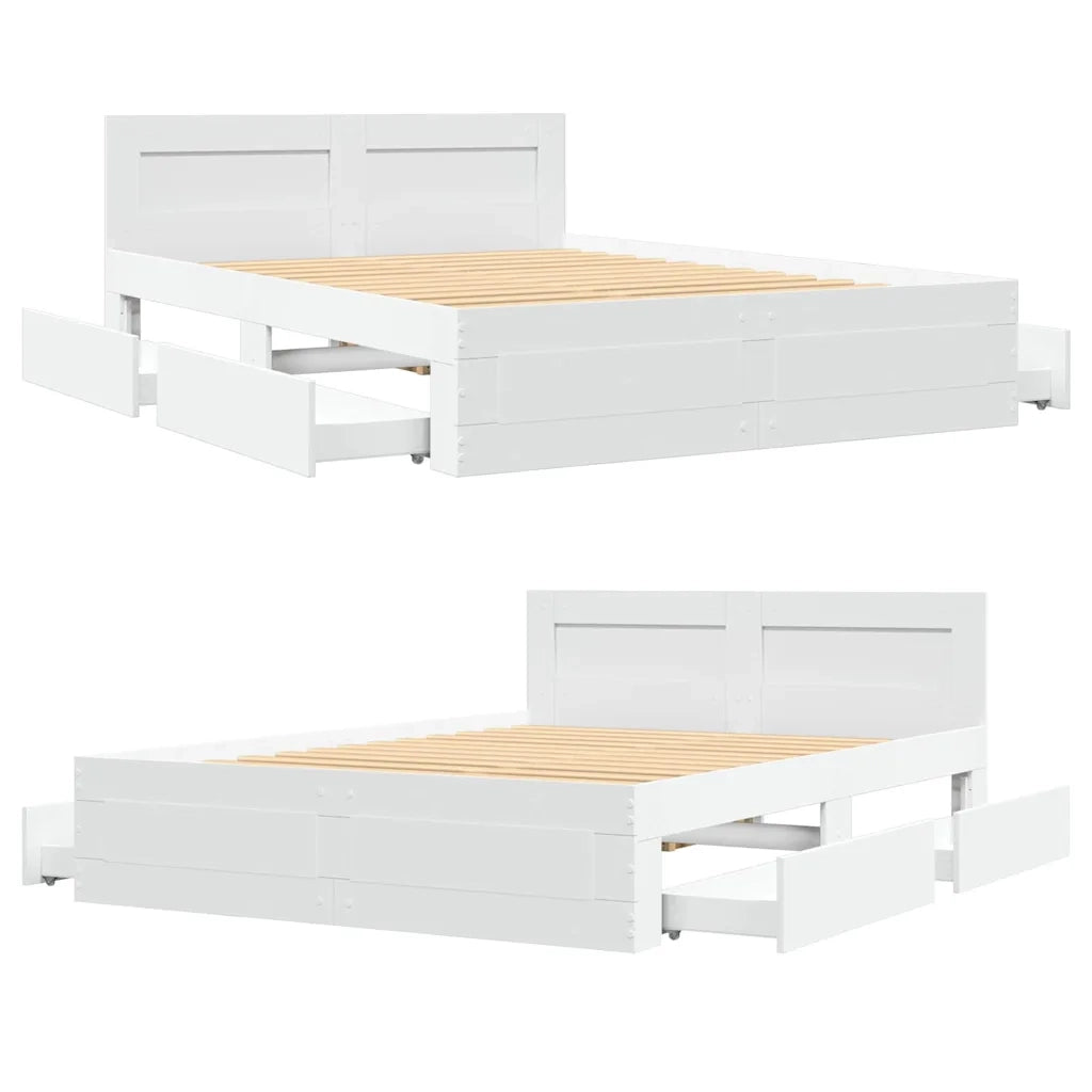 Struttura del letto 2 pcs Bianco 137 x 188 cm Legno multistrato 3402857