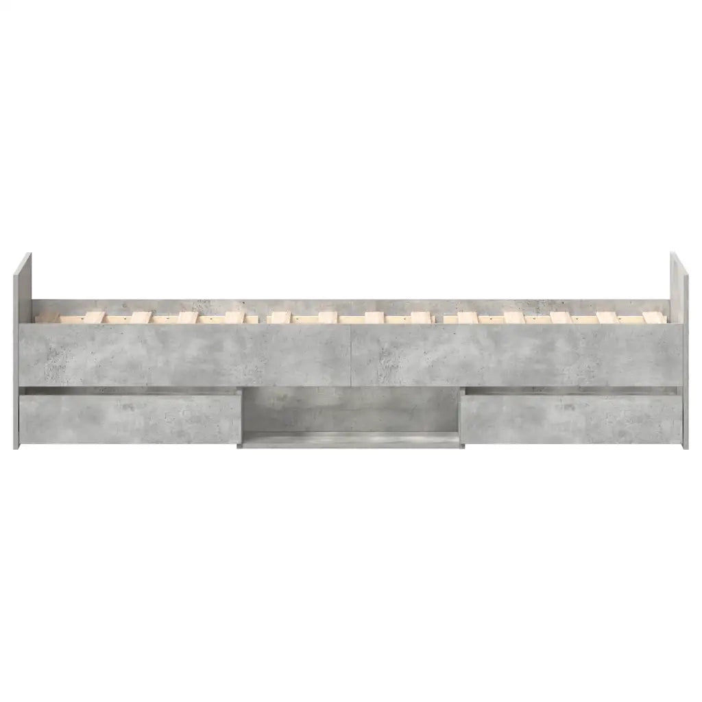 Giroletto con Testiera e Pediera-Struttura Letto Grigio Cemento 90x190 cm
