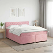 Letto box spring con materasso Rosa 140 x 200 cm Velluto 3450727