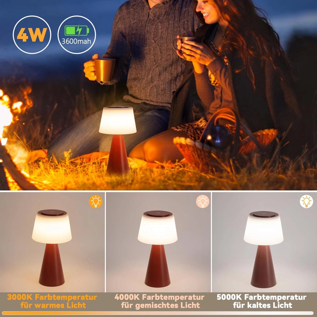 ZMH Lampada da tavolo LED wireless batteria 3600mAh dimmerabile moderna per soggiorno