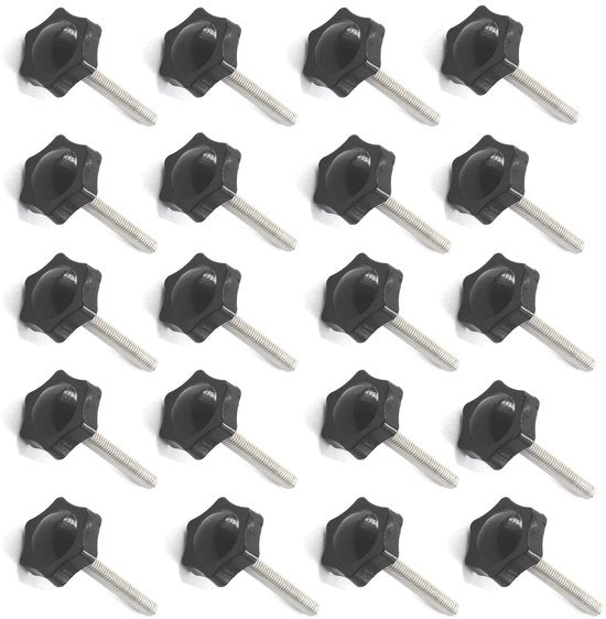 Viti a manopola 25mm - 20 pezzi - Fermo maschio - Viti a vite - Acciaio inossidabile - Materiale di alta qualità - Manopola di chiusura