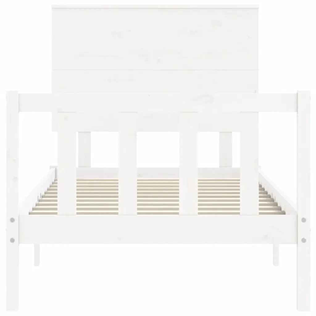 Giroletto con Testiera-Struttura Letto con testiera Bianco Single in Legno Massello 494490