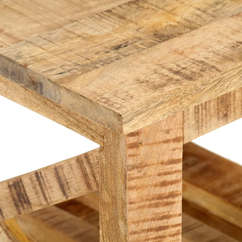 Tavolino Laterale con Ruote 40x40x42cm in Legno di Mango Grezzo 320936