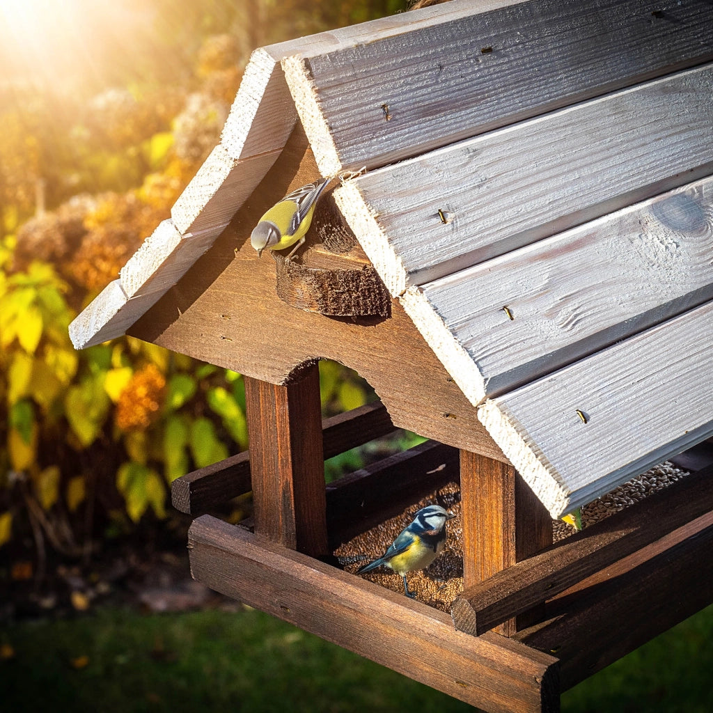 KADAX Grande mangiatoia per uccelli in legno da appendere, decorazione da giardino.
