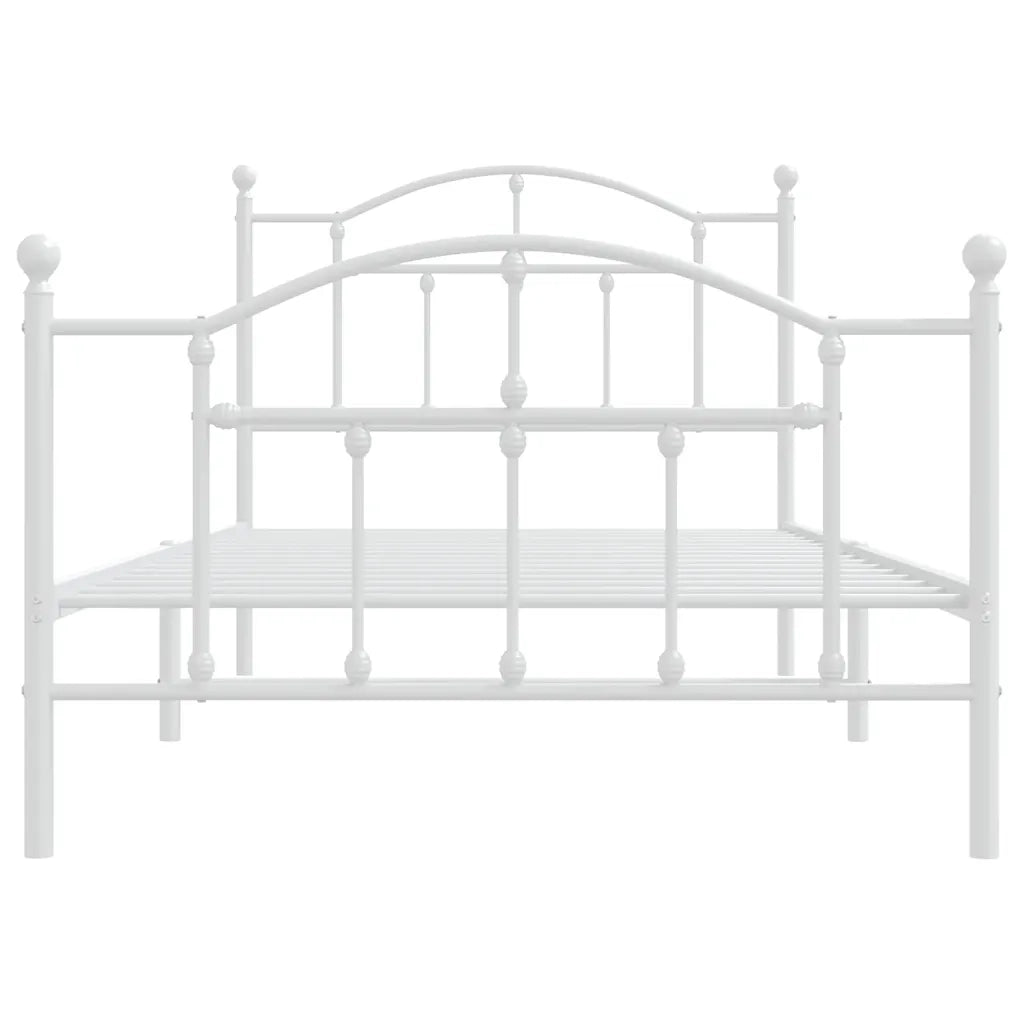 Giroletto con Testiera e Pediera Metallo Bianco 100x190 cm 353500
