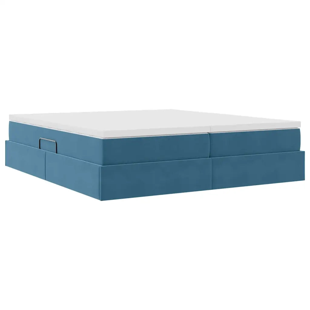Letto con contenitore e materasso Blu Scuro 180 x 200 cm