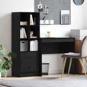 Scrivania con Storage Faggio Nero Legno Ingegnerizzato