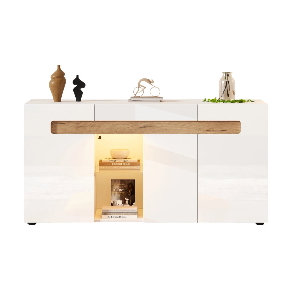 Credenza moderna a 3 ante con luce LED e controllo da app