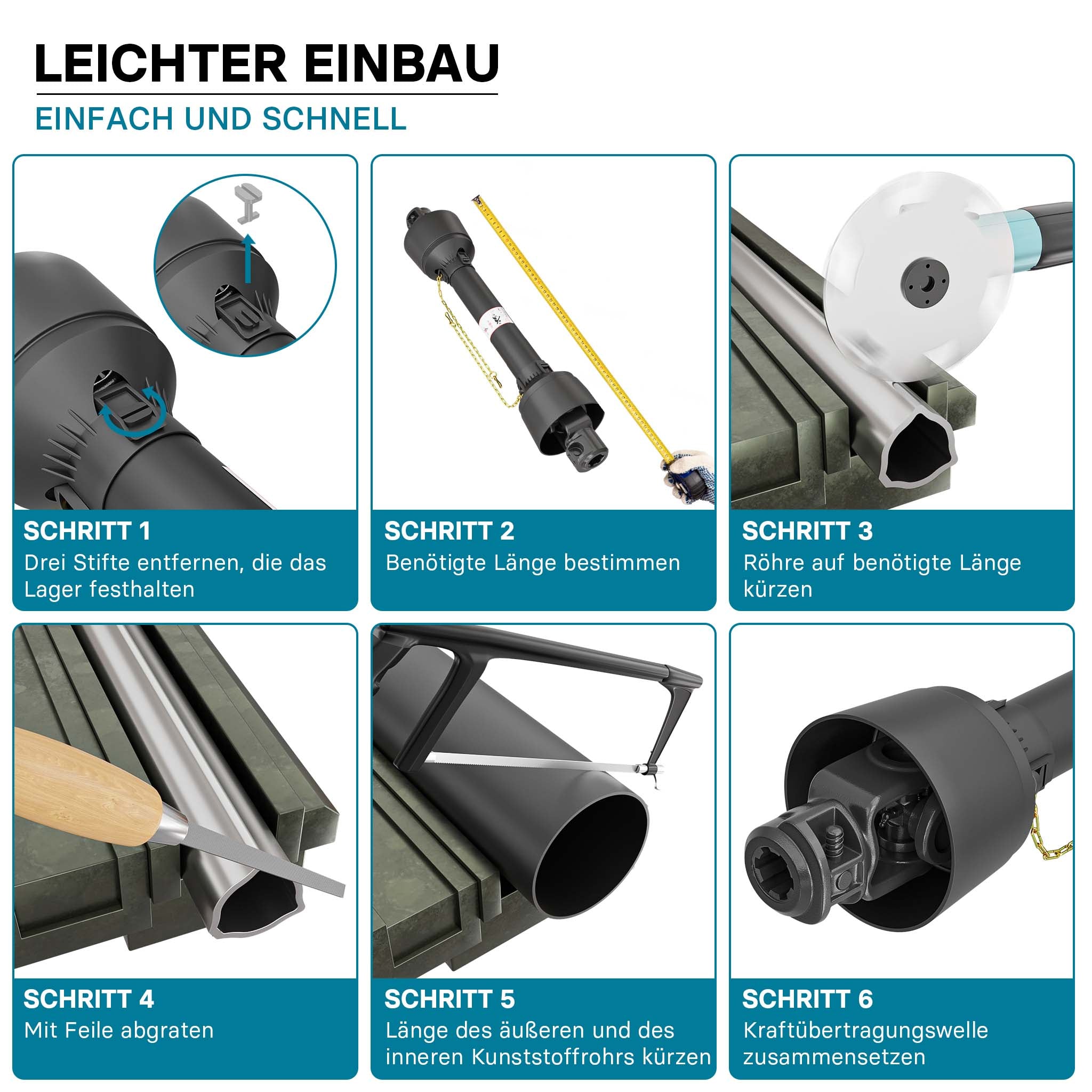 Albero cardanico T5 Giunto cardanico 1800-1980mm 620Nm 540rpm Cardano 54kW (74CV) 2x 1 3/8" 6 denti