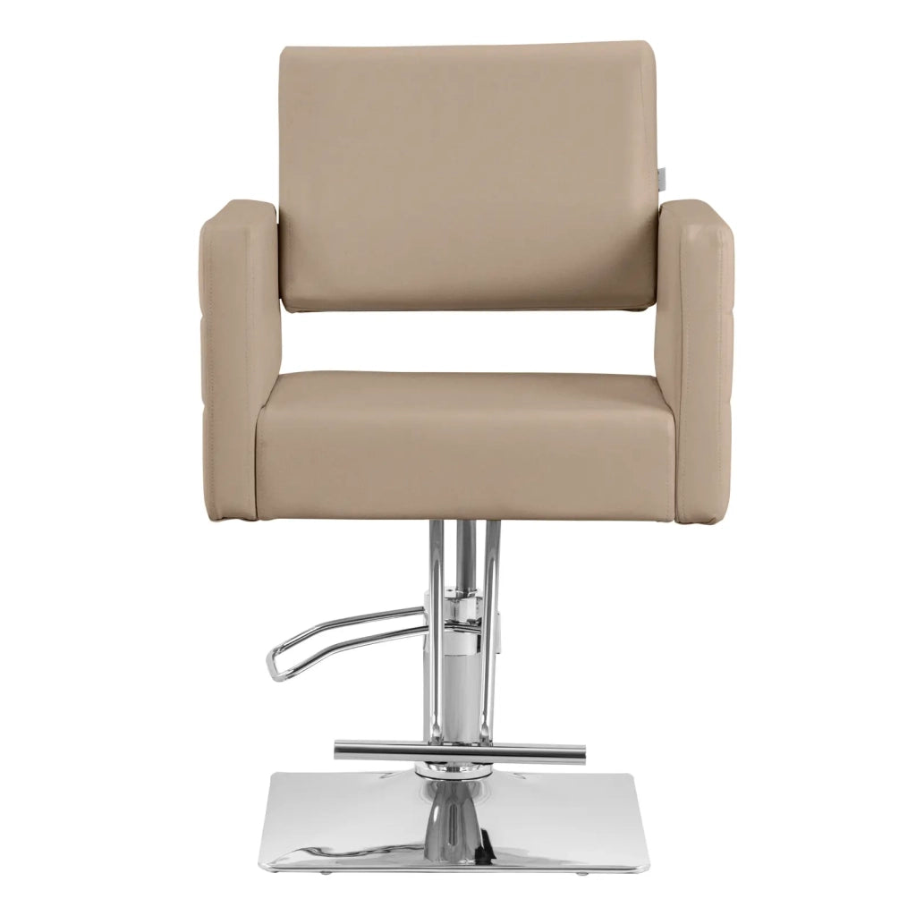 Poltrona professionale per parrucchiere con poggiapiedi altezza seduta 45-55 cm 150 kg acciaio schiuma beige 14_0008981