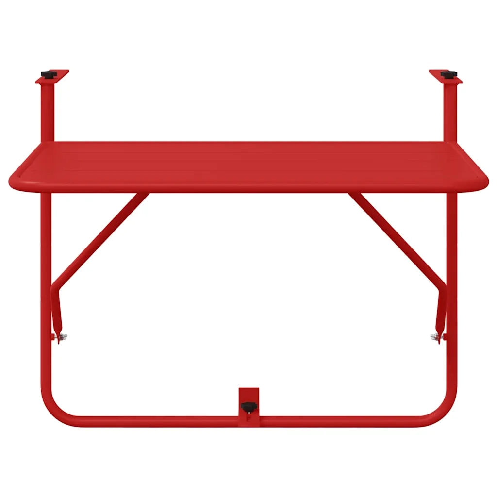 Tavolo Appeso da Balcone Rosso 60 x 39 x 65 cm Acciaio 42008078