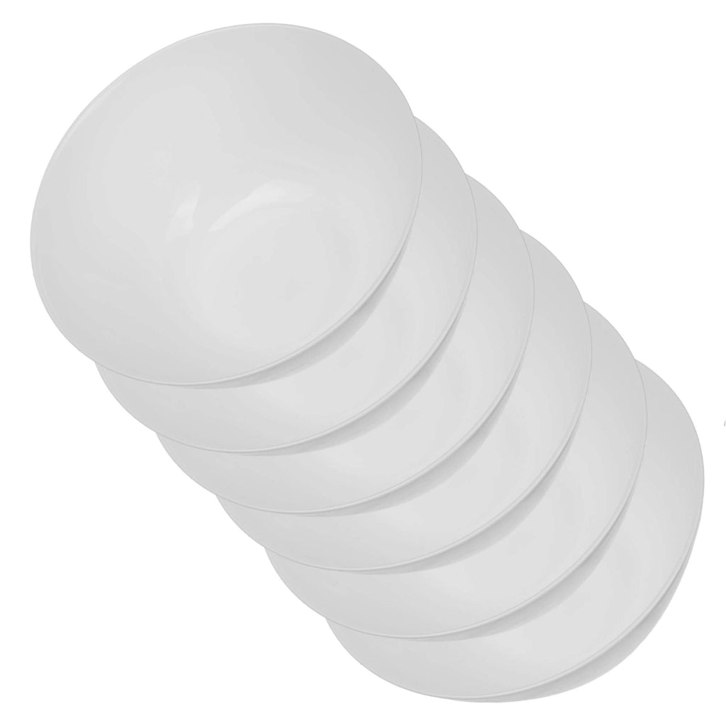 Set di 6 ciotole in vetro KADAX da 18 cm per insalata, zuppa e snack, colore bianco.