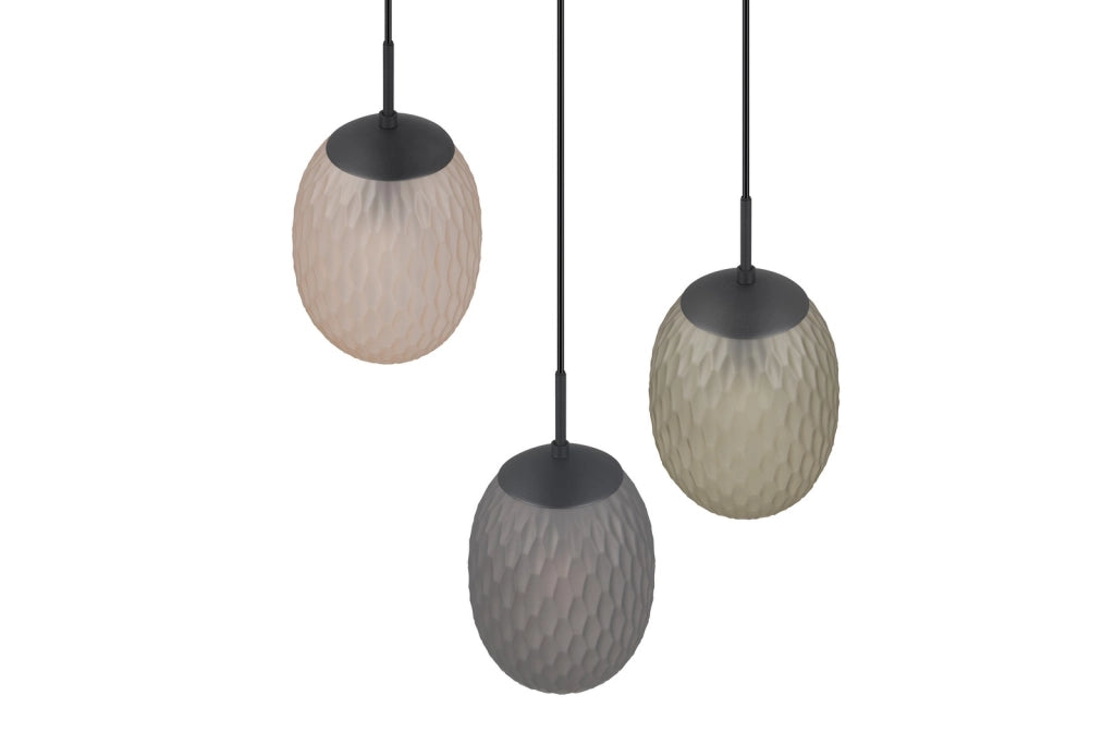 Lampadario Trio Facette nero vetro colorato Ø43 3xE27