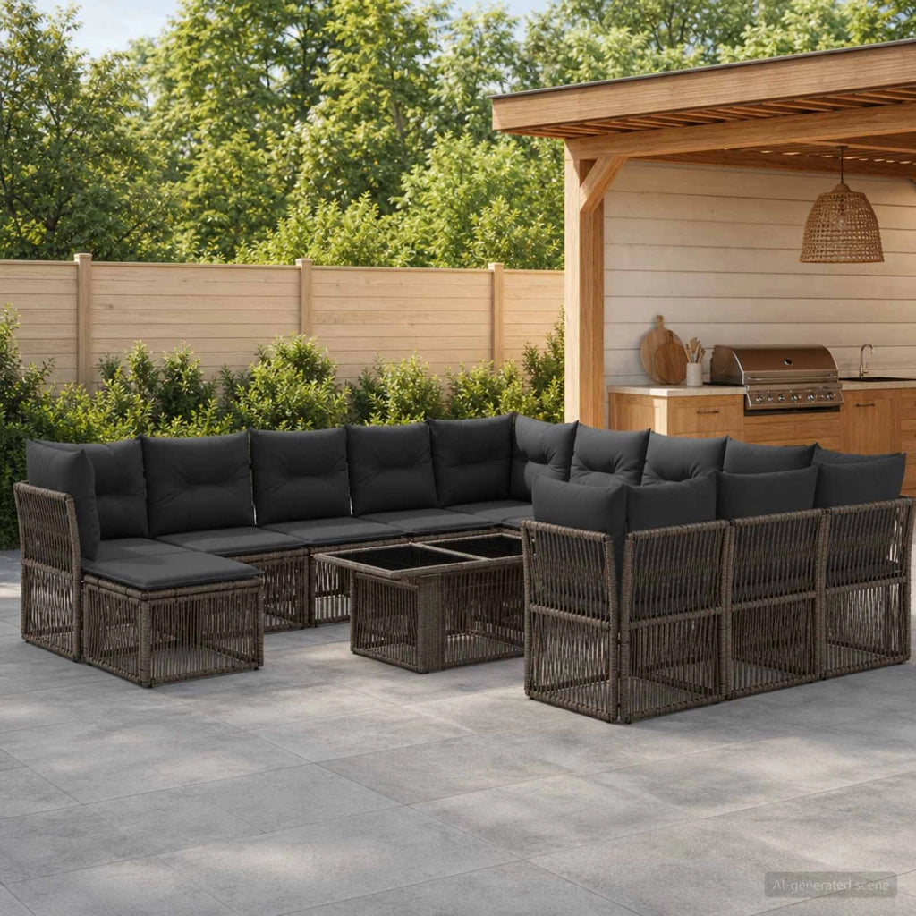 Set Divano da Giardino 13 pz Grigio e Grigio Scuro polyrattan 3436583