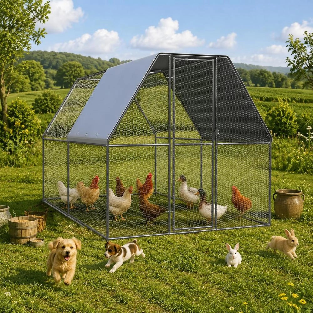 Outdoor Chicken Coop 2x4x2 M Galvanized Steel