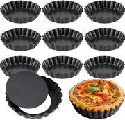 Quiche 10 cm - 10 pezzi - Senza aderenza - Fondi separati - Alta qualità acciaio inossidabile - Duraturo e ottimale risultato di cottura - Muffinatura a forma di tarta