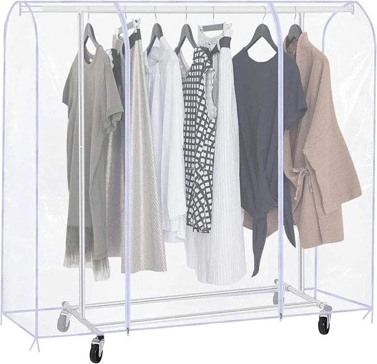 Cancello per abbigliamento - Cappotto per abbigliamento - Cappotto per conservazione - Chiusura a righello completa - 160x50x150cm - Transparente