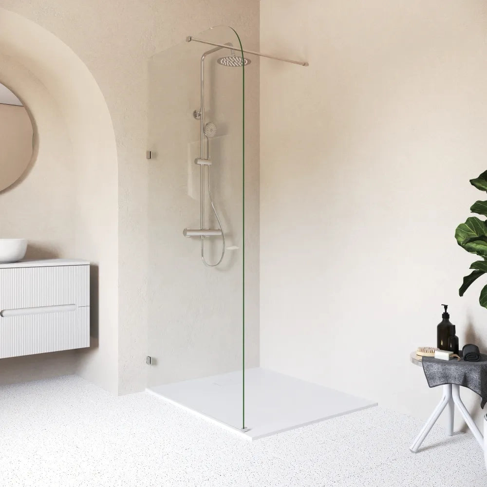 Doccia walk-in arco 140cm con cerniere cromate vetro 8mm trasparente easy clean h200 | Senja