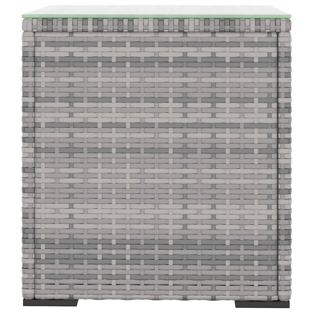 Tavolino | Tavolo laterale Grigio 40x37x40,5 cm Polyrattan e Vetro Temperato